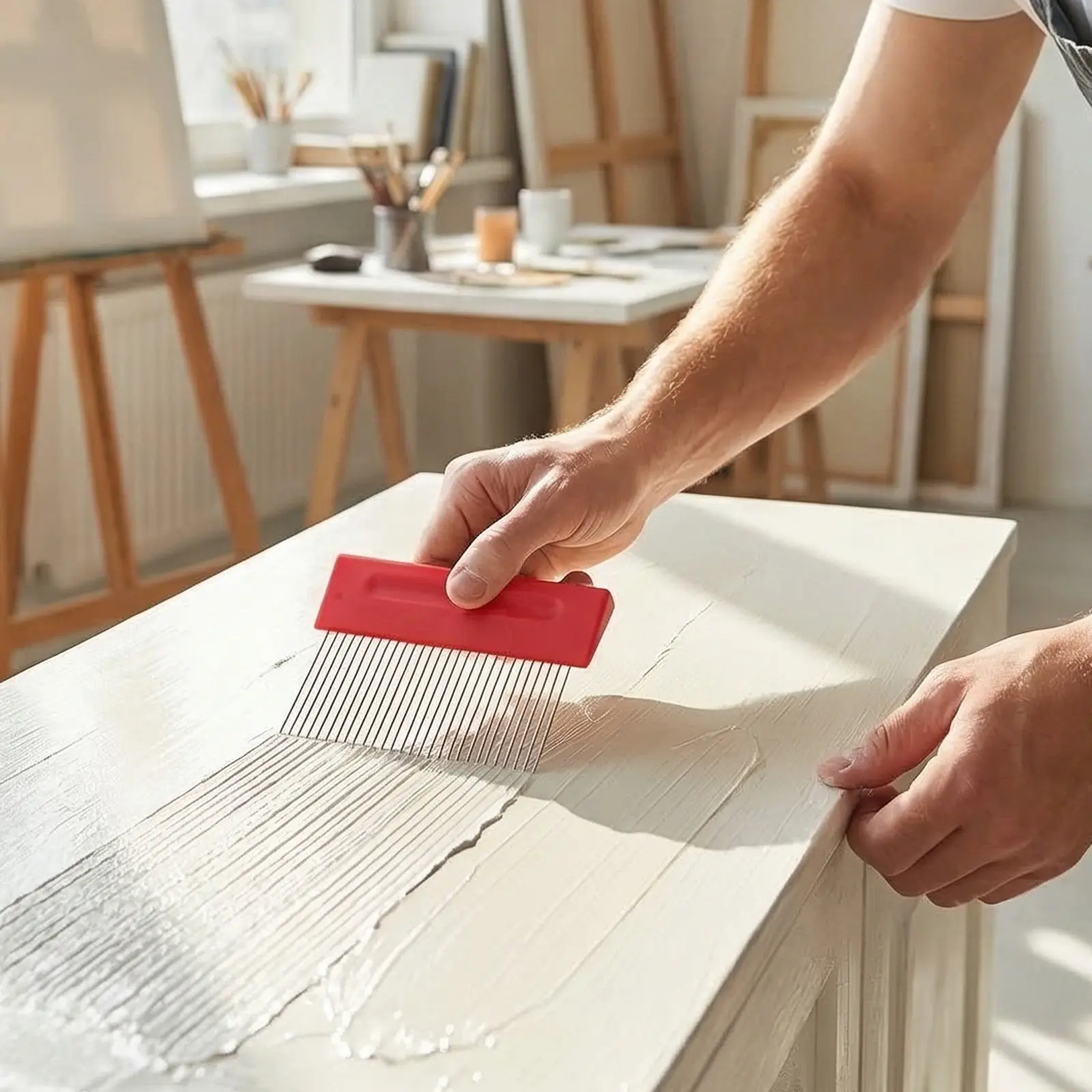 2Pcs Stainless Steel Paint Texture Tool Wallpaper Scraper Comb for Wall Graining Art Decorative Plaster Painting Supplies