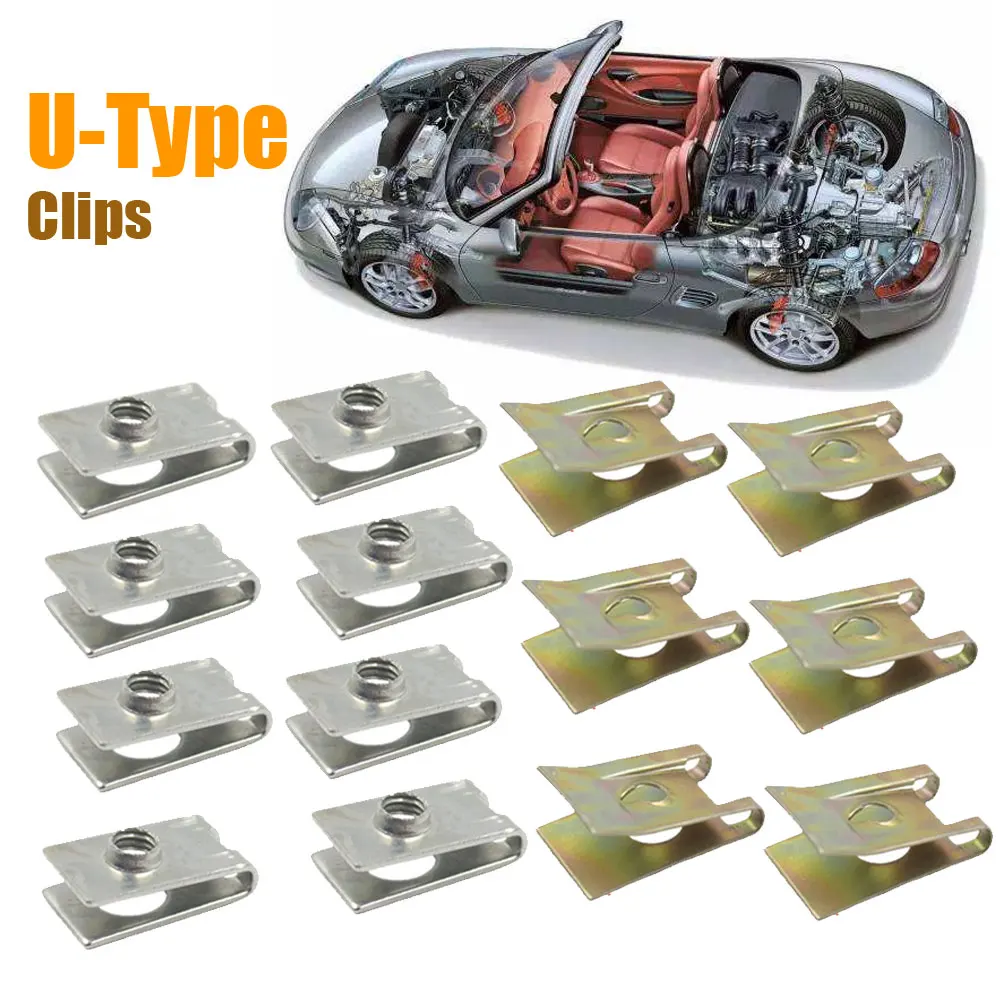 150Pcs Car Fixed Self-tapping Screw Metals U-Type For Dashboard Panel Fender Bumper Sheet Board Car Faster Metals Clips Box