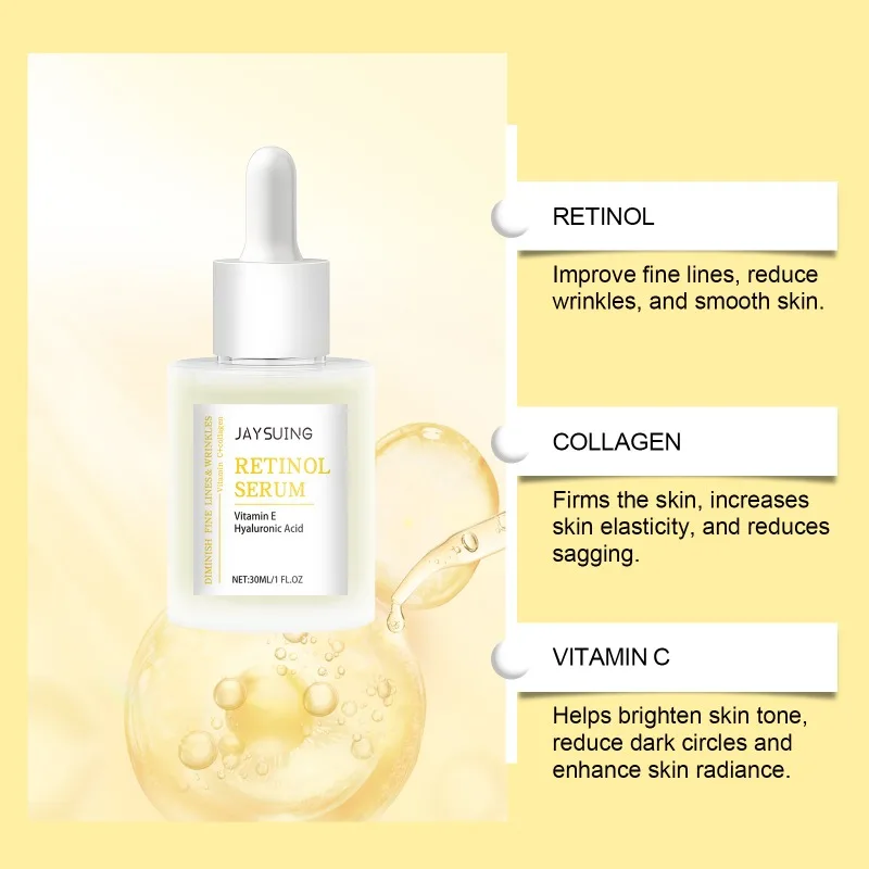 Vitamin E Retinol Serum Collagen Remove Wrinkle Day Night Eye Deeply Moisturizing Brightening Fade Eye Fine Lines Essence 30ml