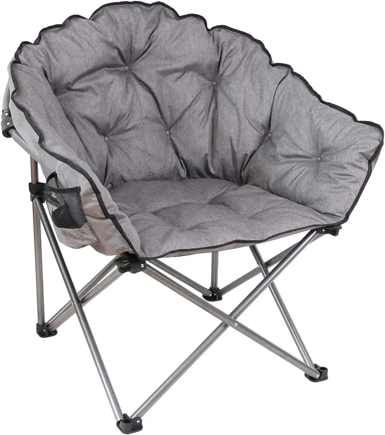 Padded Cushion Outdoor Folding Lounge Patio Club Chair, Gray