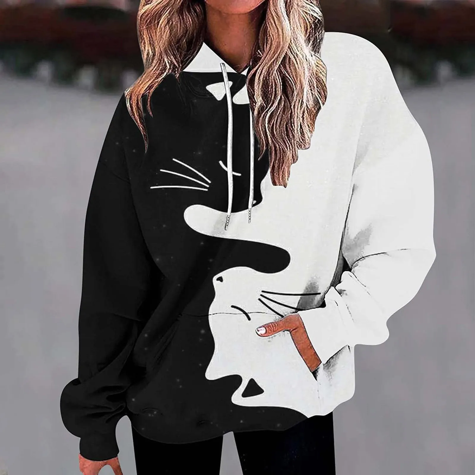 

Women's Hoodie Paw Print Hoodie For Girls 2024 New in Fashion Long Sleeve Casual Top Oversized Hooded Streetwear Shirt Tops Tees