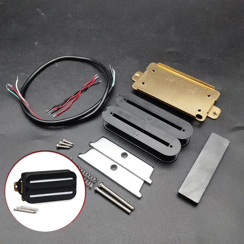 DIY Humbucker Electric Guitar Kit - Double Coil Pickup with Bobbin Ceramic Bar Cable Blade Baseplate Plastic Gasket Guitar Parts