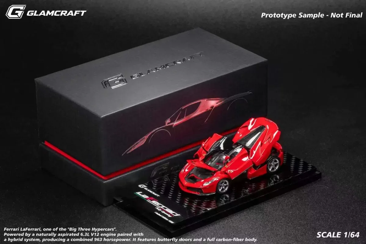 GLAMCRAFT 1:64 Scale Diecast Ferrari LaFerrari Full Opening Alloy Car Model,Gift Box in Stock Collectible Play Vehicles Toys