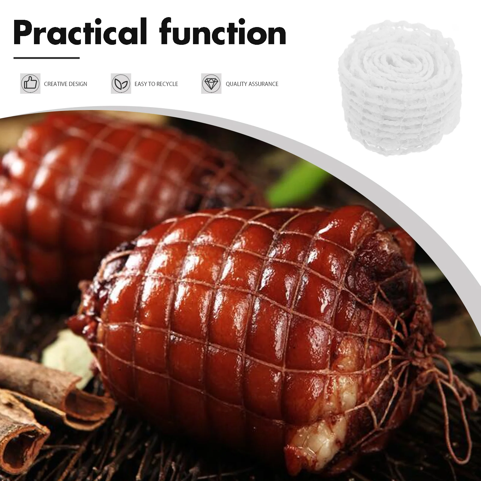 6 Rolls Char Braided Rope Sausages Elastic Meat Netting with Cover Packaging Tool Ham Cotton Thread Sock Casing