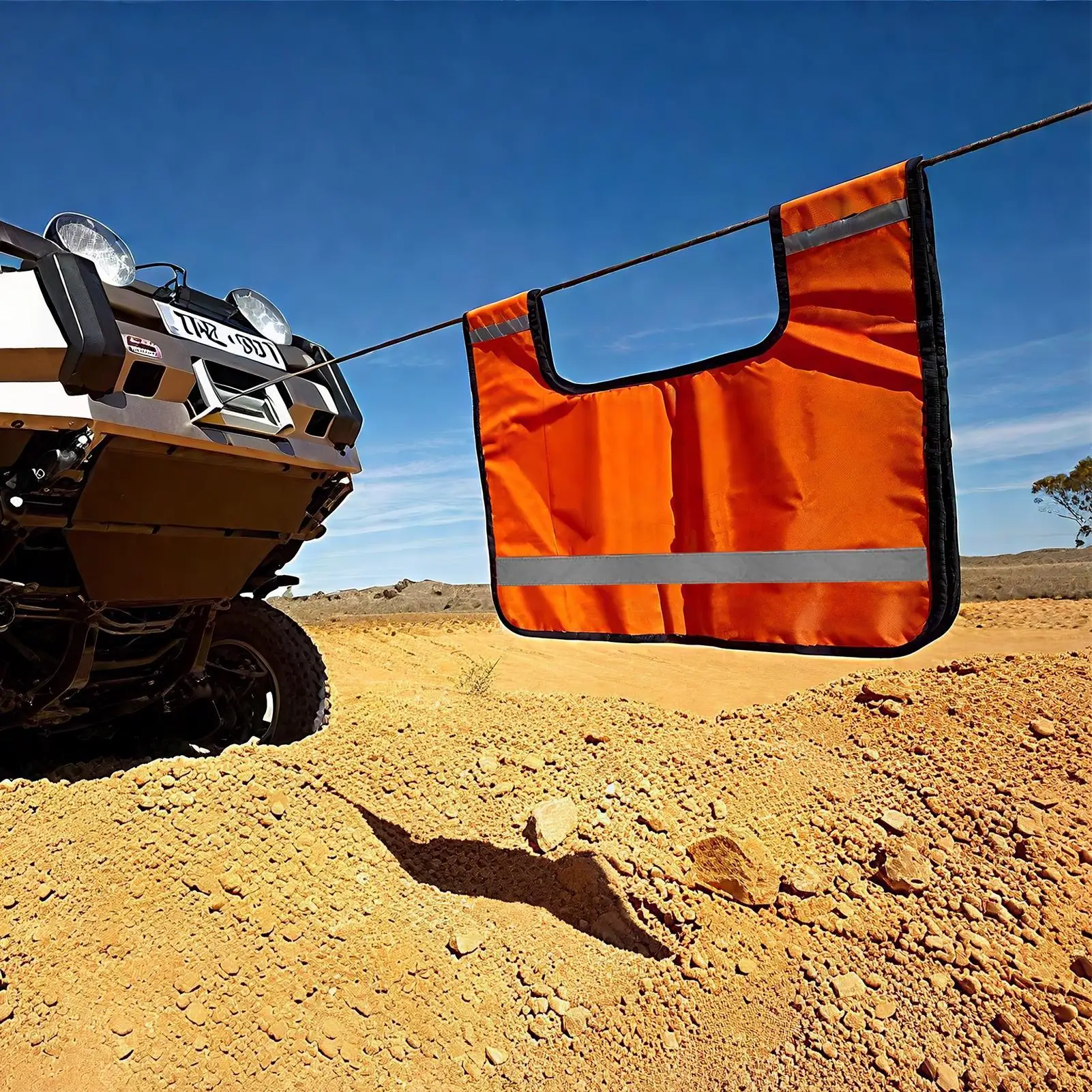 

Демпфер для троса лебедки с карманом и светоотражающими полосами, сверхпрочное защитное покрывало для внедорожников и эвакуации