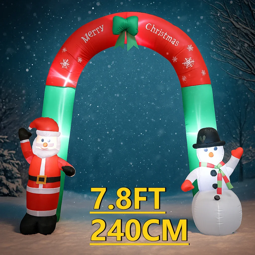 

7.8FT Christmas Holiday Inflatable Archway Decoration Santa Snowman Yard Decor Toy Home Decoration Gift Outdoor Lawn Porch Patio