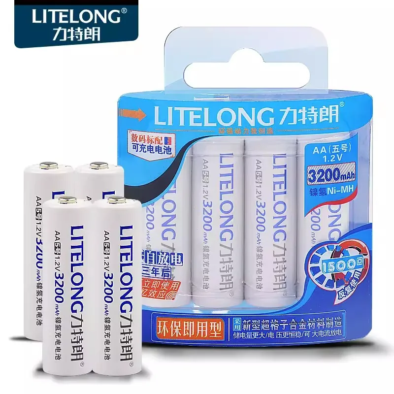 8pcs/lot High Capacity LITELONG AA 3200mAh NiMH 1.2V Rechargeable Battery Low self-discharge battery