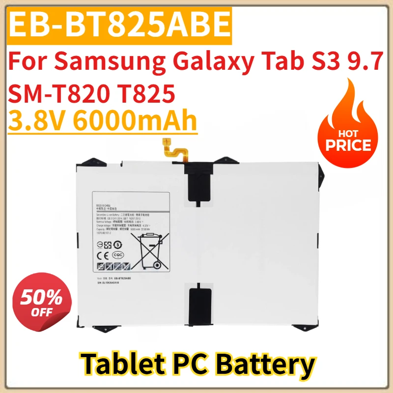 

Tablet PC Battery 3.8V 6000mAh EB-BT825ABE for Samsung Galaxy Tab S3 9.7 SM-T820 T825 Replacement Battery Brand-New High Quality