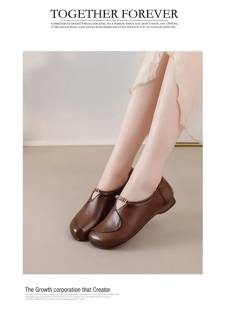 Ethnische V-Ausschnitt Perlenbesetzte Ballerinas Damen Schlichte Vintage Echtleder Mokassins Slip-On Loafer Elegante Alltagsschuhe für Mütter – Detail 12