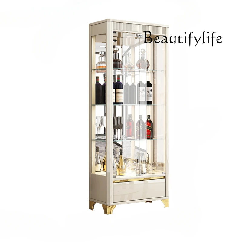 

Living Room Glass Door Wine Cabinet Home Display Cabinet Wall Small Storage Cabinet Light Luxury High-End