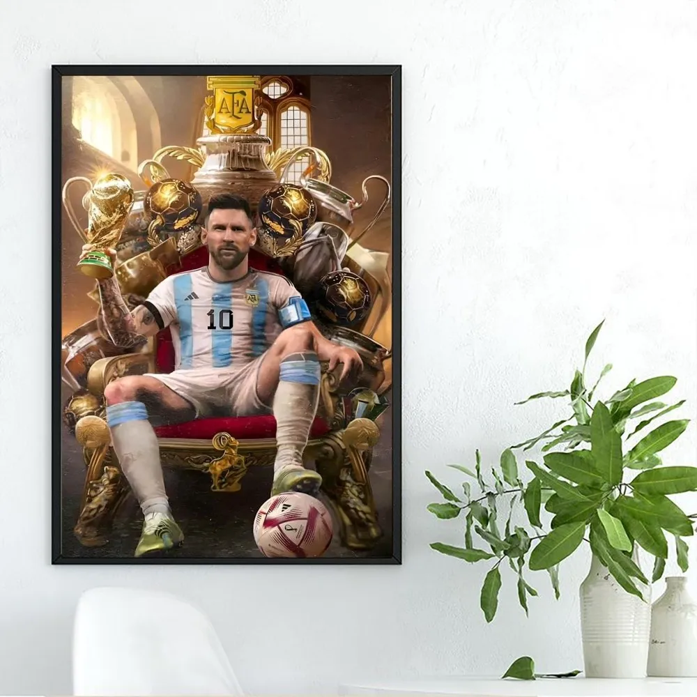 Sports-Lionel-Messi-Football Poster Posters Kraft Paper Vintage Poster Wall Art Painting Study Aesthetic Art Small Wall Stickers