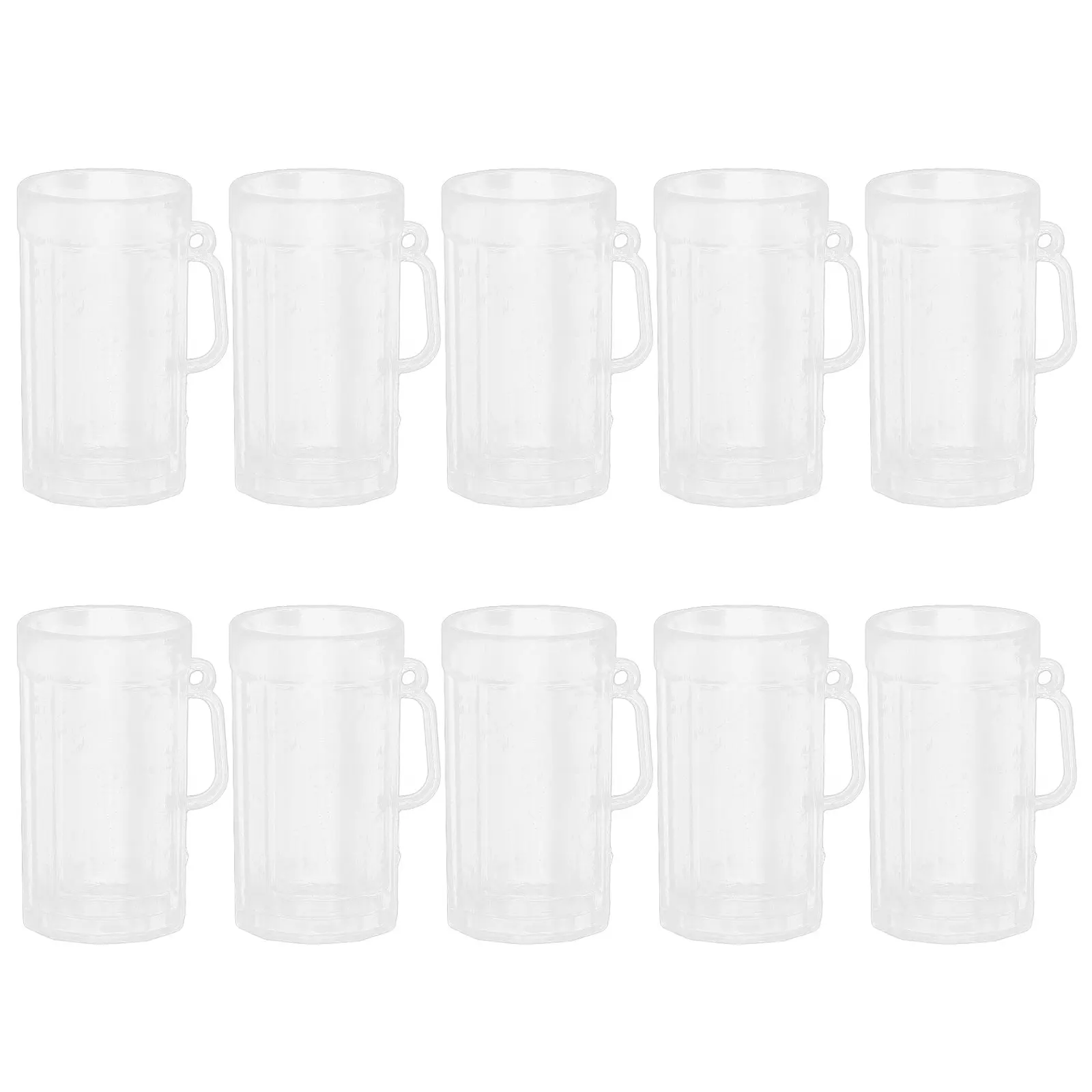 

10pcs Transparent Beer Cups Mini Plastic Tiny Mugs Small Beverage Model Wedding Party Decorations Reusable Clear