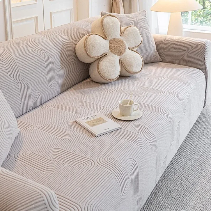 Solid Color 1/2/3/4 Seat Sofa Covers for Living Room Elastic Milk Silk Cover Corner Couch Slipcovers Chair Furniture Protector