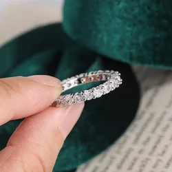 Fashion S925 Sterling Silver Geometric Circular Zircon Ring Hot Selling Sterling Silver Women's Jewelry in Europe and America