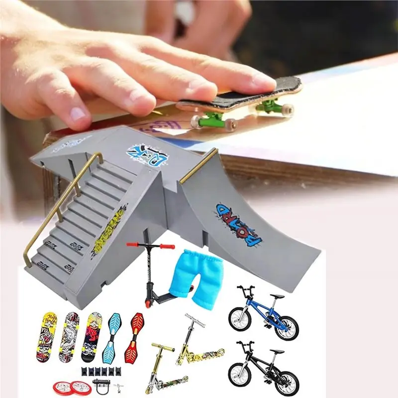 CYGJ-Finger Skateboards Ramp Set Ramp Accessories Set For Kids Training Birthday Gift Skateboard Ultimate Park Sets Ramps
