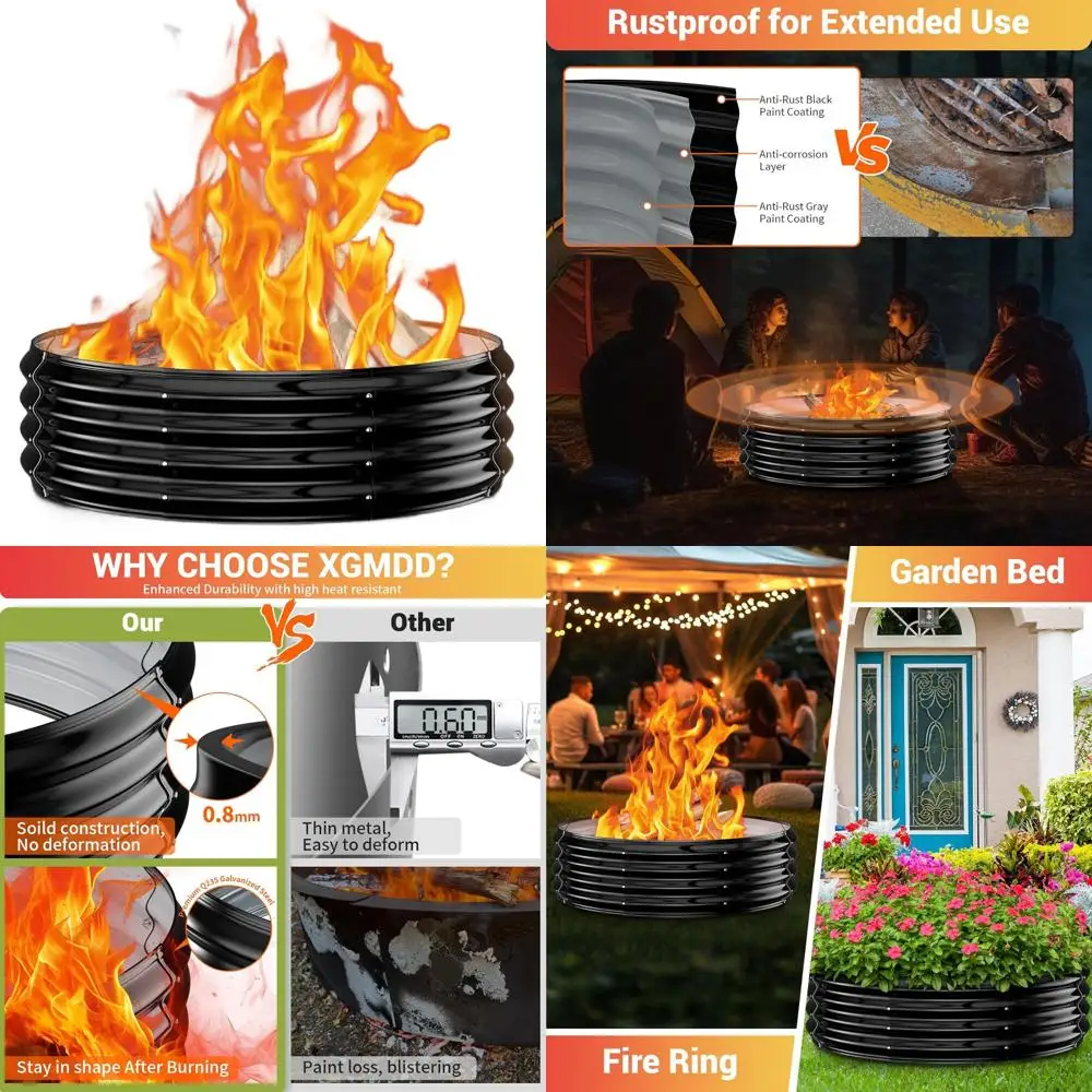 

Durable 60 Large Wood-Burning Fire Pit with Galvanized Steel, 12 Raised, Suitable for Outdoor, Patio, and Camping