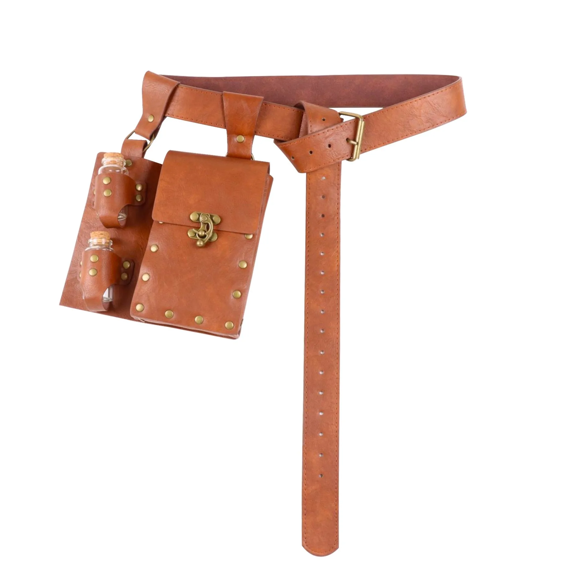 

Средневековая кожаная поясная сумка с 2-мя пробковыми бутылками и поясом, для Хэллоуина Средневековая кожаная поясная сумка Волшебник LARP