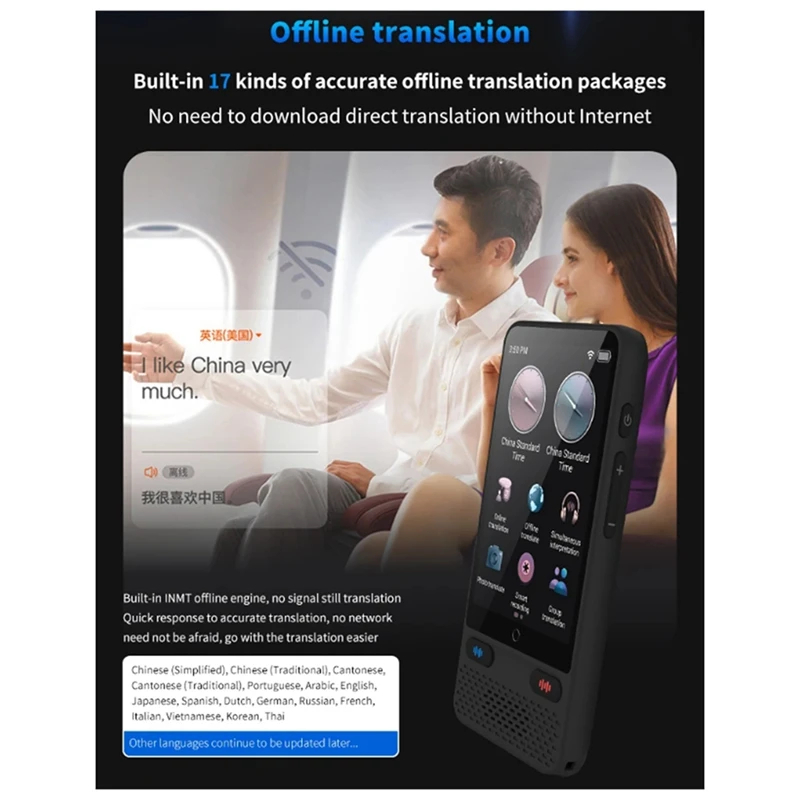 New AI Intelligent Translator 138 Languages Recording Translation Simultaneous Interpretation, Durable Fine Workmanship