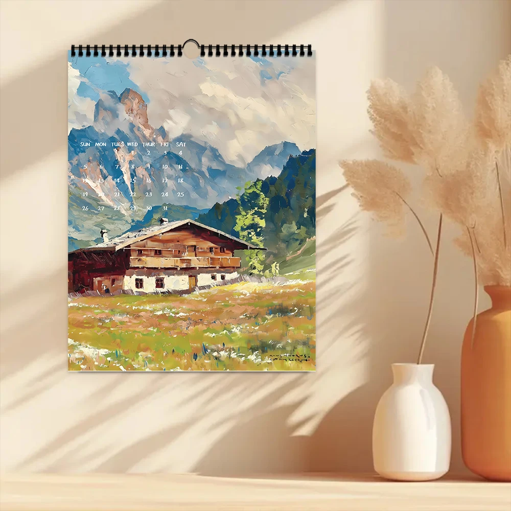 قطعة واحدة من تقويم الحائط 2026، سلسلة شفاء اللوحة الزيتية، 12 تصميمًا جميلًا، هدية مثالية لأعياد الميلاد والكريسماس والعام الجديد #4