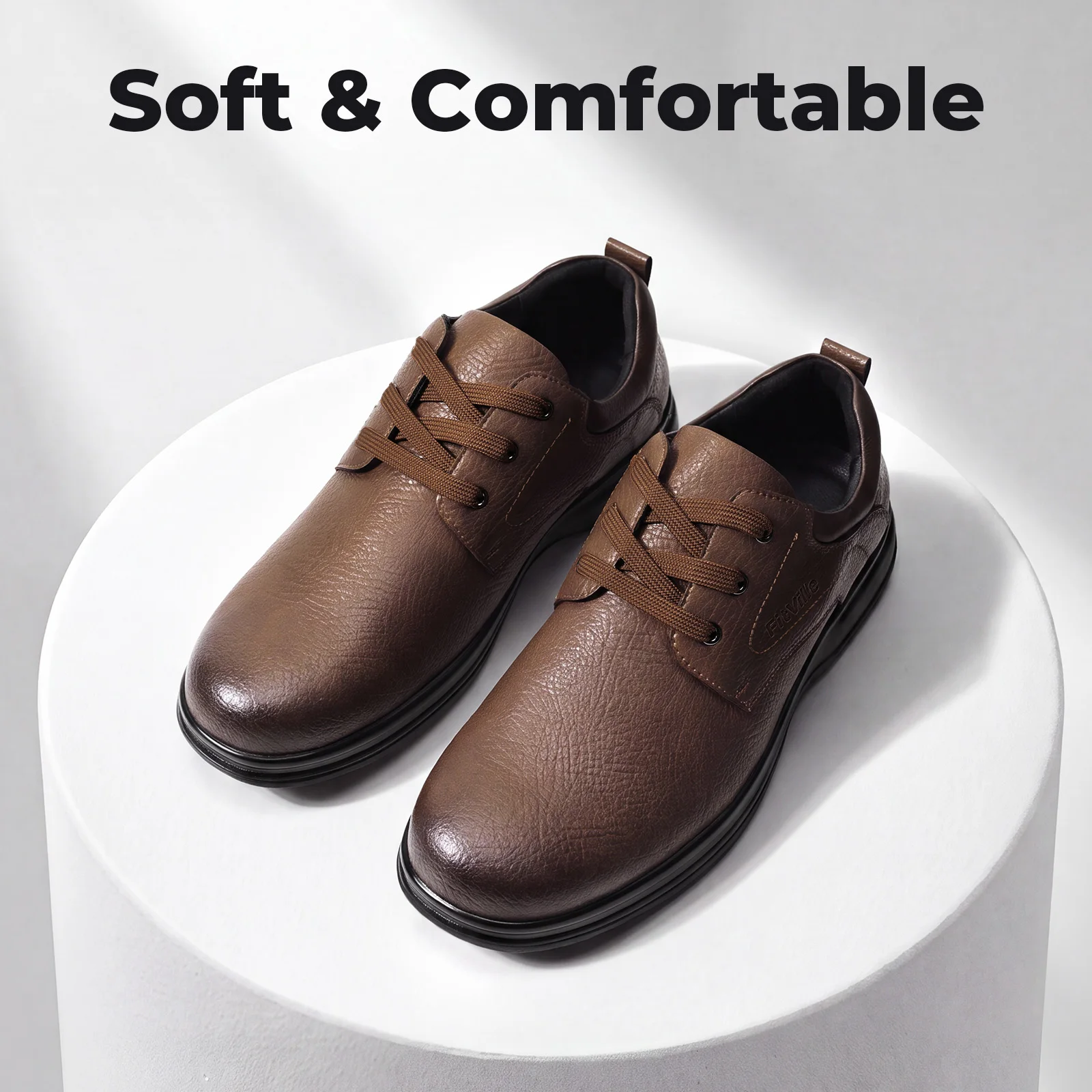 FitVille Men's Dress Shoes Extra Wide Toe Lightweight Oxford Shoes Casual Business Formal Walking Shoes for Men Arch Support