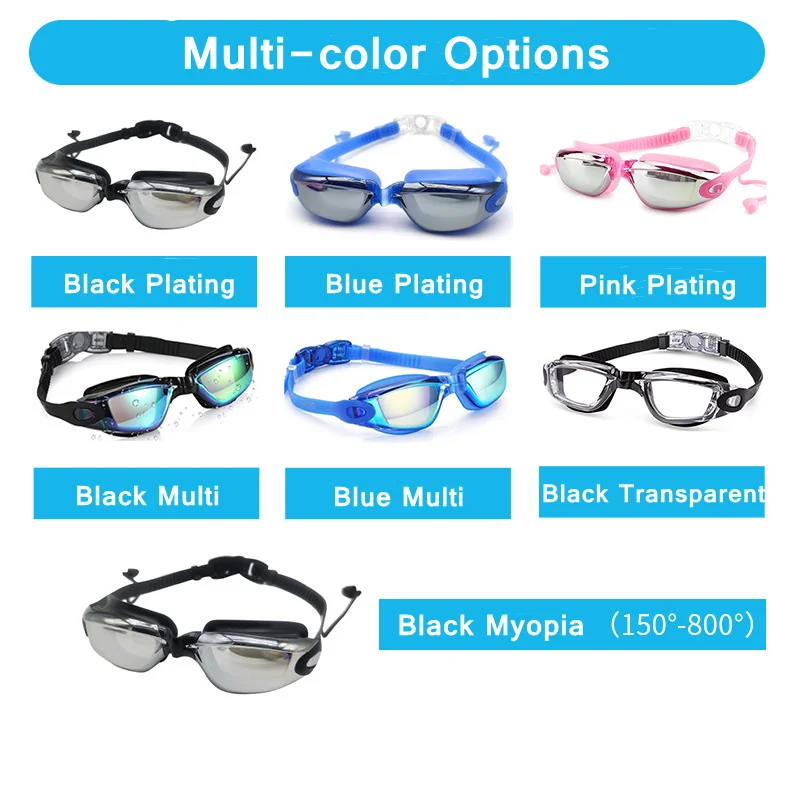 Professional Swimming Goggles Men Women Waterproof Anti-Fog UV Protection Pool Swim Glasses for Adults Water Eyewear Adjustable