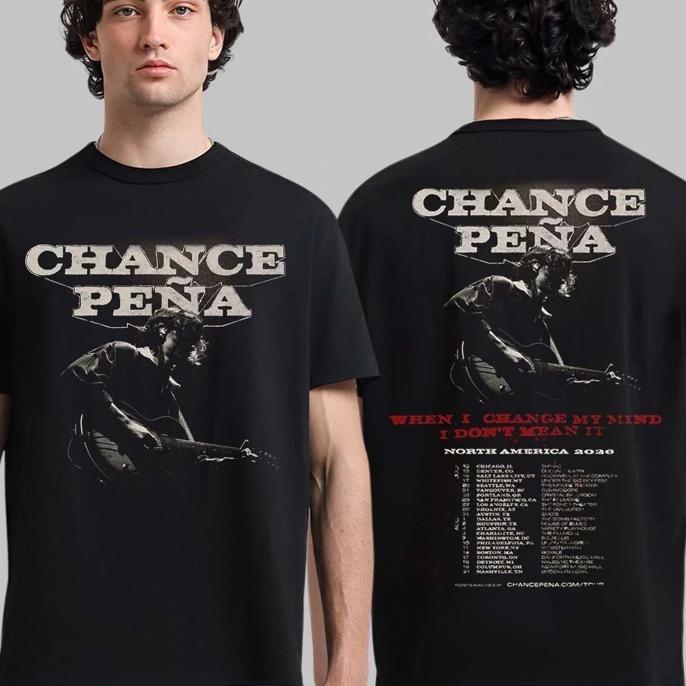 Camiseta de la nueva gira de Chance Peña, camiseta de la gira norteamericana When I Change My Mind, camiseta de algodón puro para parejas, ropa de calle para todas las estaciones