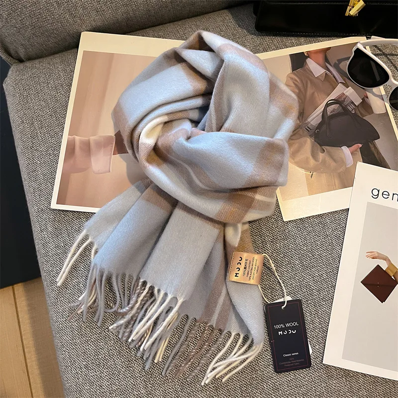 وشاح مربعات من الصوف الأسترالي الخالص بنسبة 100% - مثالي للحفاظ على الدفء في الشتاء، هدية رائعة للأزواج أو الطلاب. #1