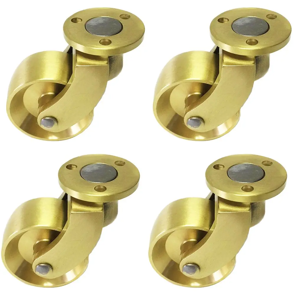 

HOT 4PCS Dia 34mm Large Brass Wheels Universal Furniture Casters Table Chair Sofa Bar Pulleys Flexible Rotation Rollers Runners