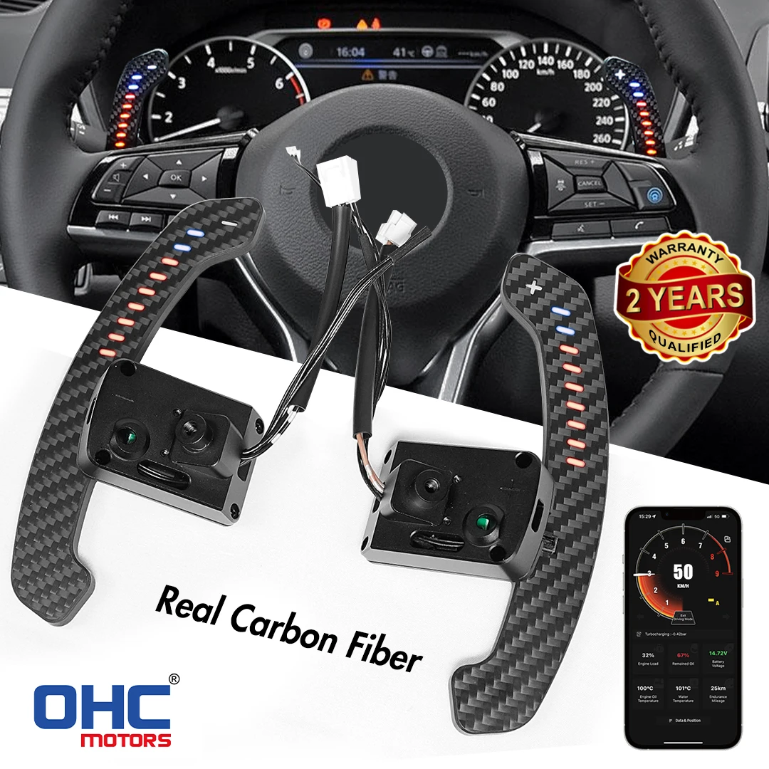 

OHC LED Magnetic Carbon Fiber Paddle Shifters For Nissan Micra VERSA,FAIRLADY Rogue,Teana,X-trail,Altima