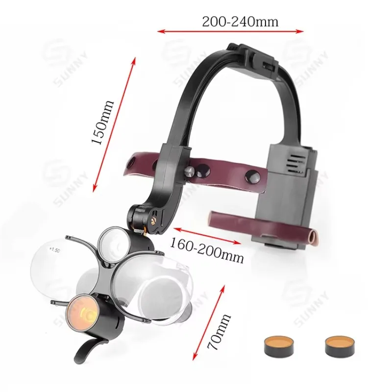 Medical Binocular Loupes with Headlight 2.5X/3.5X/6.0X Magnifier Adjustable PD