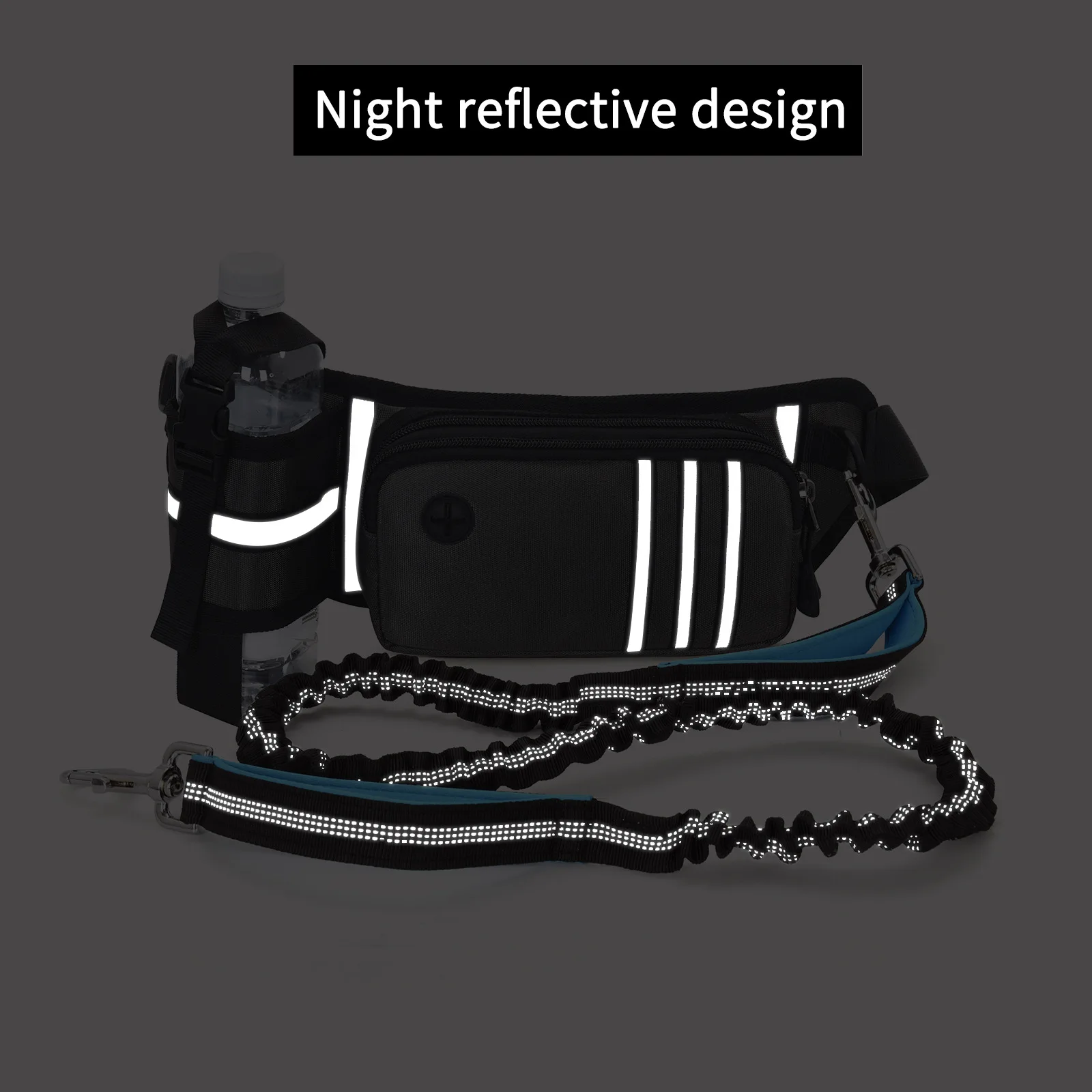 Pet Dog Waist Bag Traction Rope Set Waterproof Dog Walking Waist Bag With Night Reflective Leash And Large Capacity For Running