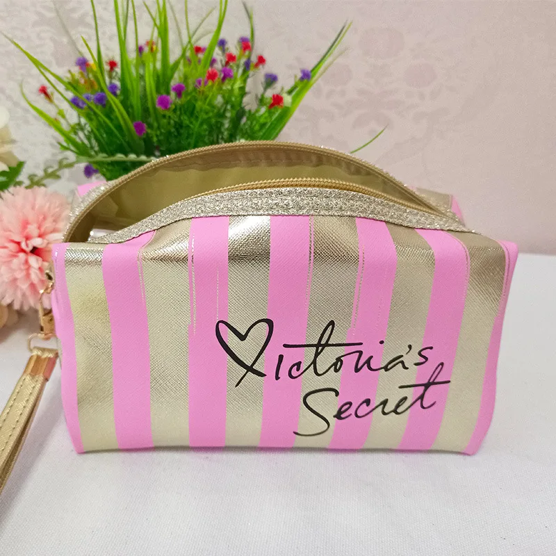 Portable Stripe Makeup Bag Small High Beauty Handheld Bag Mini Portable Cosmetic Storage Bag Waterproof Women\'s Bag