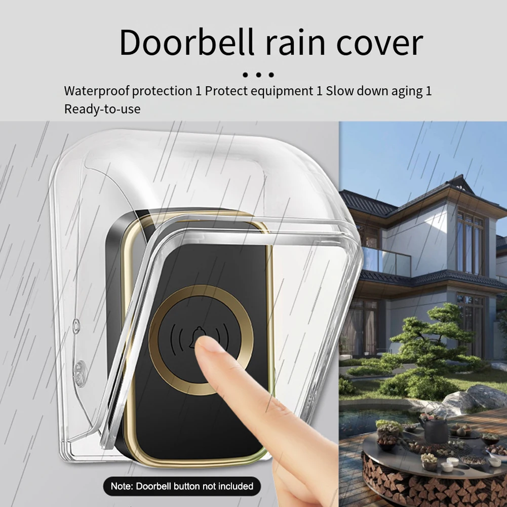 PC Waterproof Doorbell Cover,Transparent Rainproof Wireless Doorbell Box Outdoor Rainproof Cover Protection