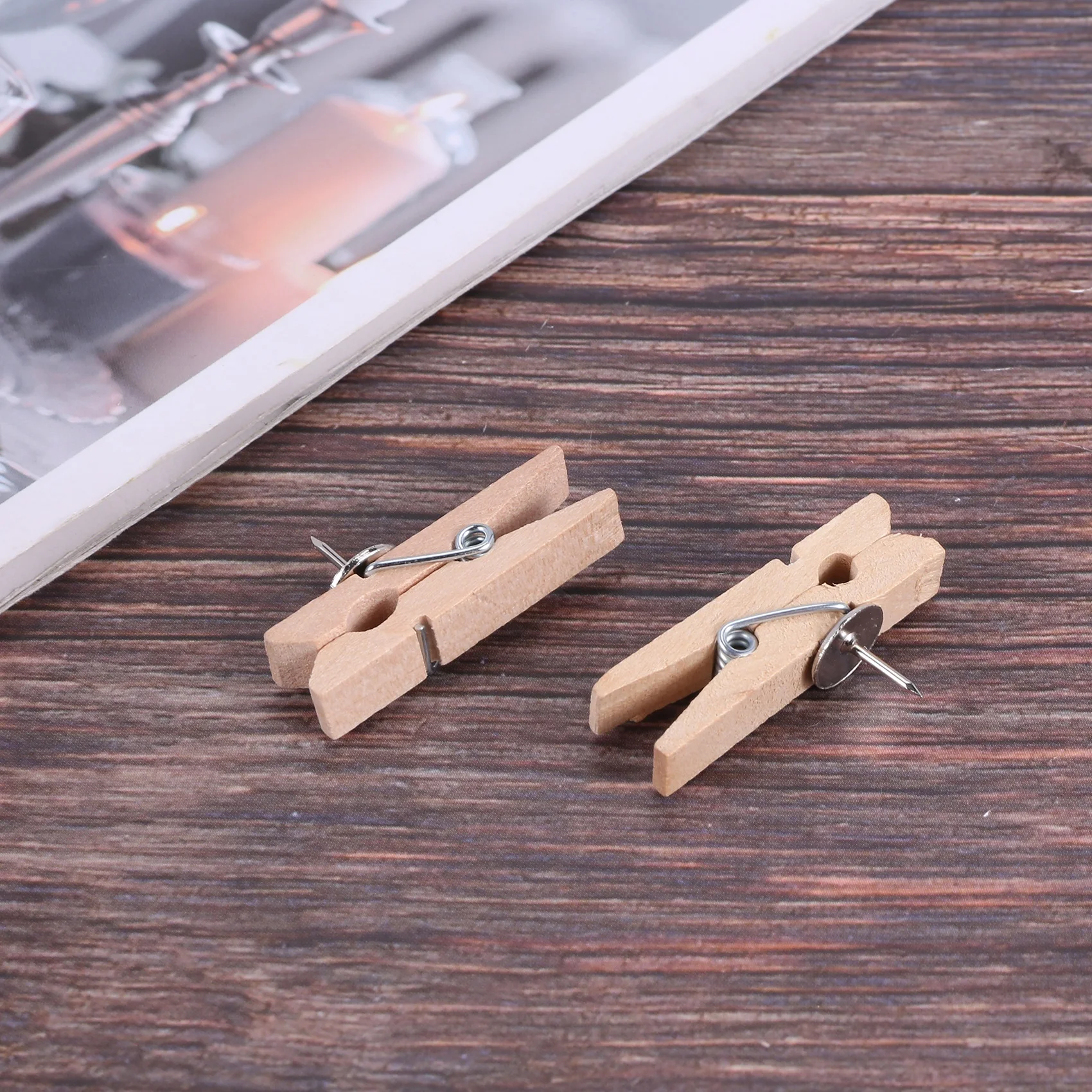 

ADEGBO-Improved Push Pins with Wooden Clips for Cork Boards Natural Color 20pcs