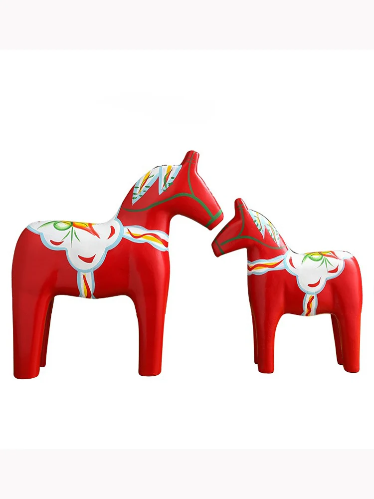 Swedish Dala Red Horse Trojans Decoration Desktop Home Living Room Wine Cabinet Decoration Red Horse Jewelry Crafts