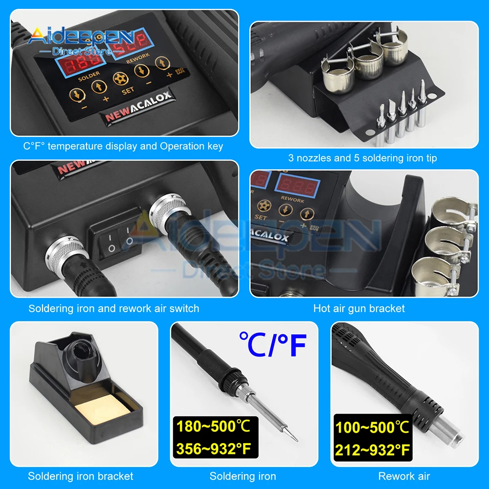 8898 2 in 1 Soldering Station Digital Display Hot Air Gun Welding Rework For Cell-Phone BGA SMD PCB IC Repair Solder Iron Tools