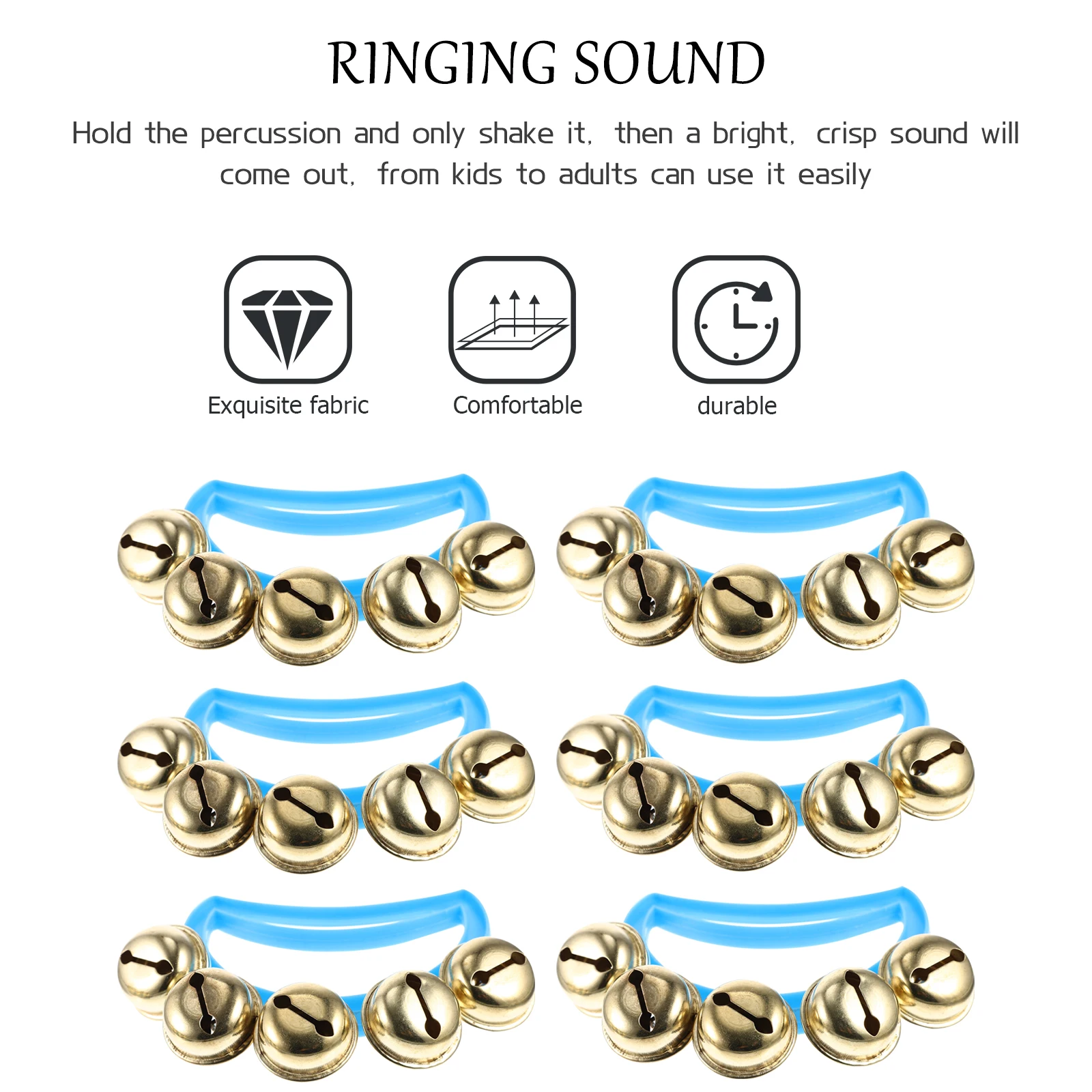 6個セット シェイキングベル キッズ楽器 タンバリン PPガラガラ 赤ちゃん おもちゃ ハンドヘルド クリアサウンド ゲーム パーティー 子供 ハンドベル