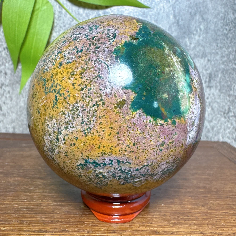 Natural Crystal Ocean Jasper Polished Sphere - Colorful Healing Gemstone Reiki Ball for Home Decor Room Decorations And Gifts