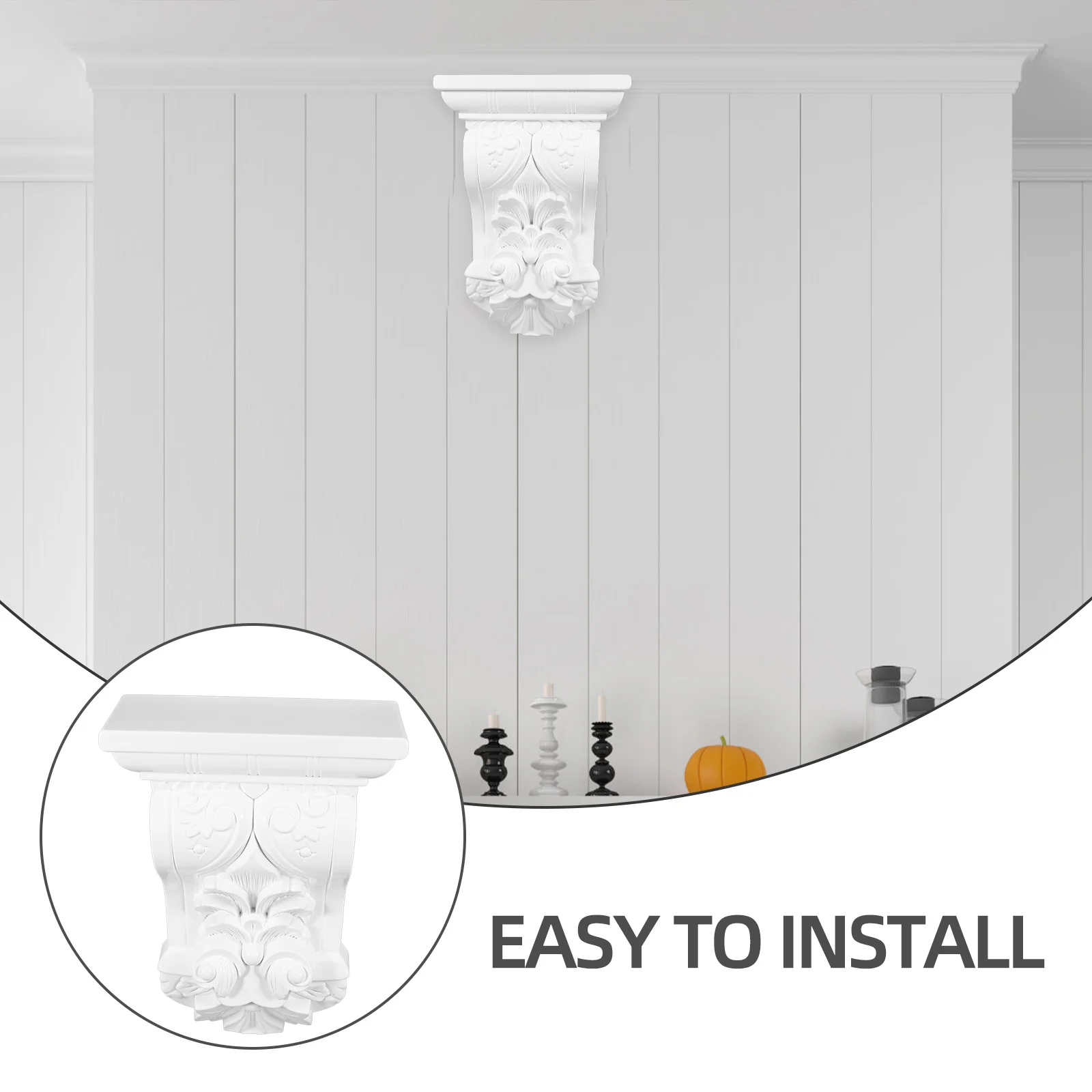 

1pc Roman Column Corbel Decorative European Style Ceiling Wall Bracket Home Decor Heavy Duty Abs Lightweight Durable Carved
