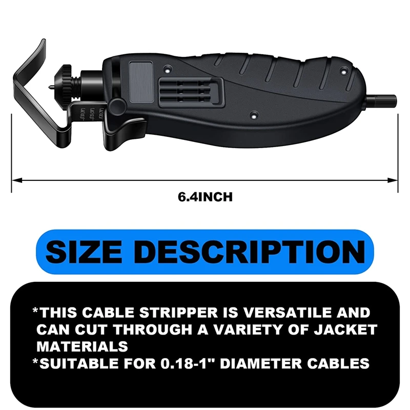 Устройство для зачистки кабеля для быстрого и точного удаления втулки кабеля, плавная резка без повреждения ядра, 0,18-1 дюйм