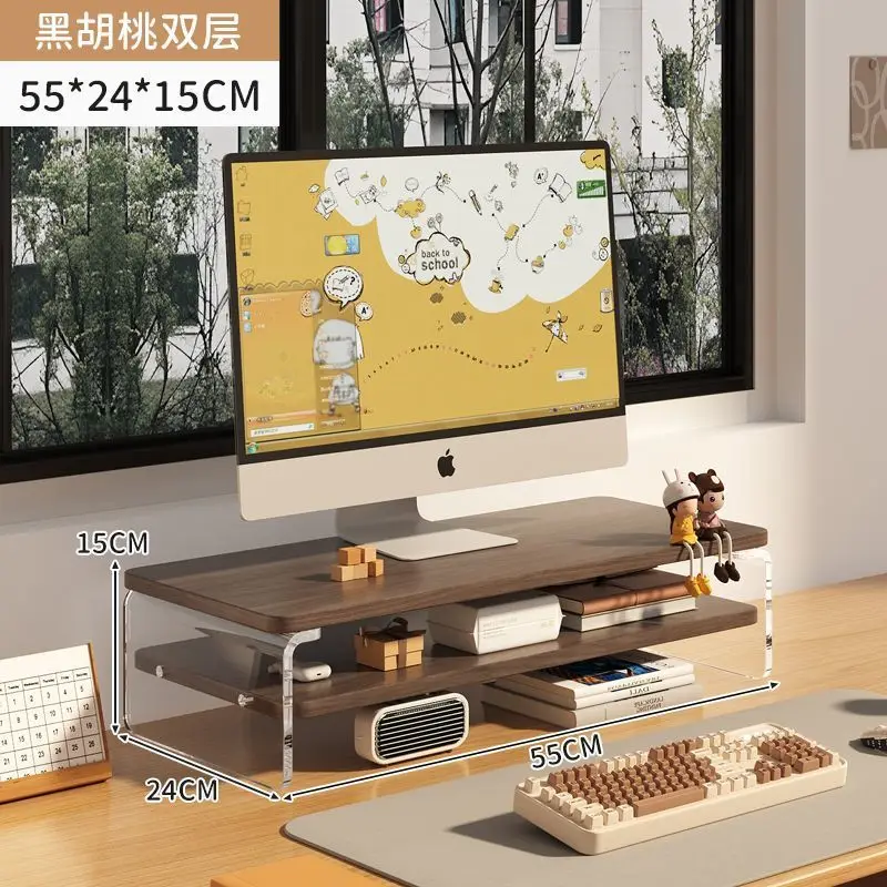 

Подставка для компьютерного монитора, двухслойная акриловая основа, эргономичный дизайн с местом для хранения офисного рабочего стола, компактная подставка для монитора