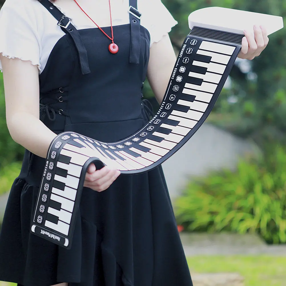 

49-Key Foldable Roll- Piano Silicone Portable Hand Roll Keyboard with Built-in Speaker for Music Education Fun