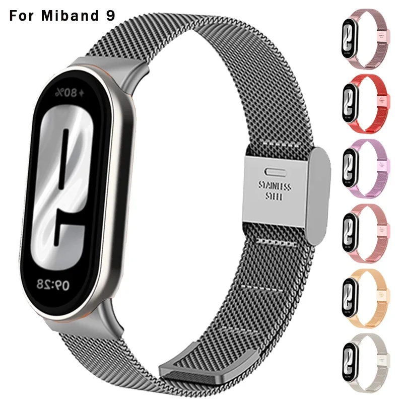 

Metal Mesh Stainless Steel Strap for Xiaomi Mi Band 9 Smart Bracelet Replacement Accessories Watchband Miband 8 Smartwatch