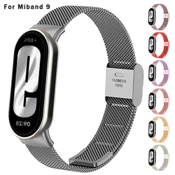 Metal Mesh Stainless Steel Strap for Xiaomi Mi Band 9 Smart Bracelet Replacement Accessories Watchband Miband 8 Smartwatch