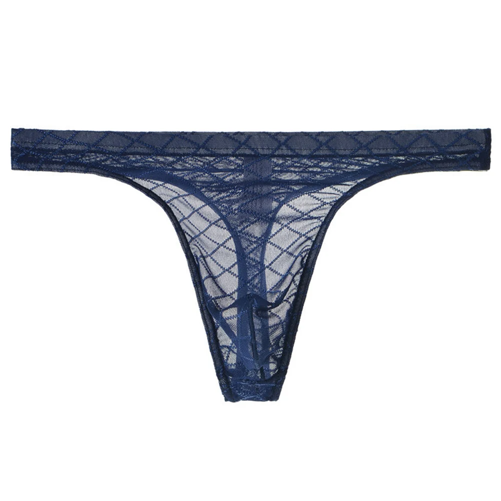 

Men's See Through Hot Sexy G-strings Fashion Grid Pattern Mesh Ultra-thin Thongs T-Back Underwear Bikini Underpants