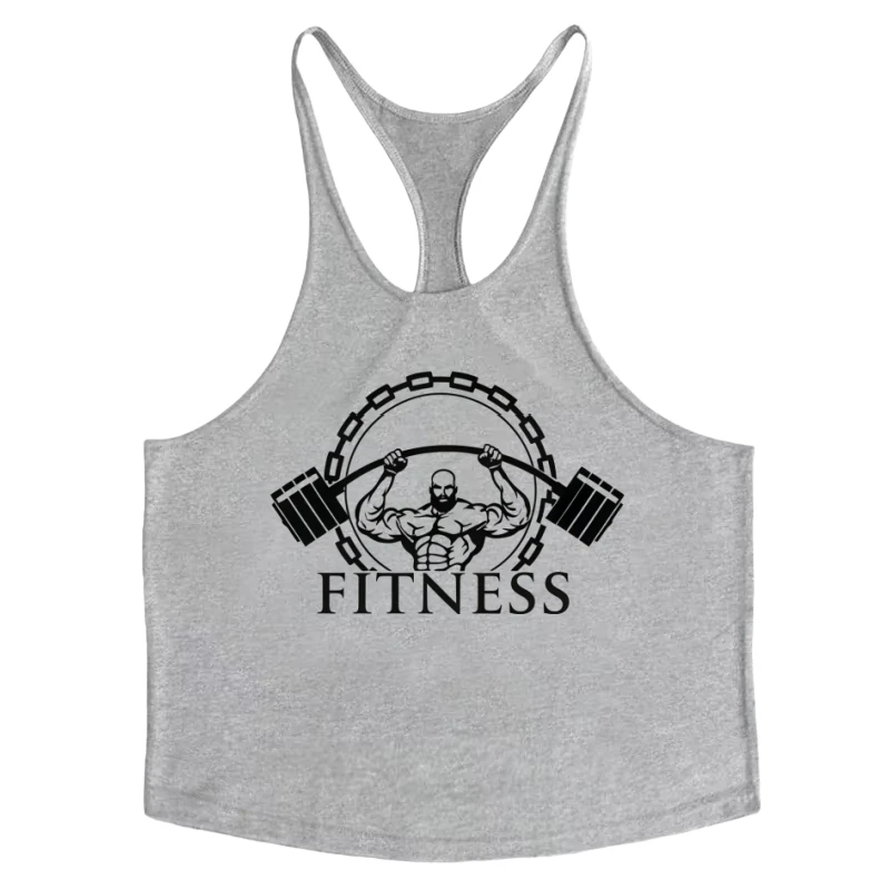 سترة سترينجر للياقة البدنية للرجال على شكل حرف Y من الخلف عالية - قميص رياضي من القطن المطاطي سريع الجفاف بدون أكمام ملابس رياضية لكمال الأجسام قابلة للتنفس