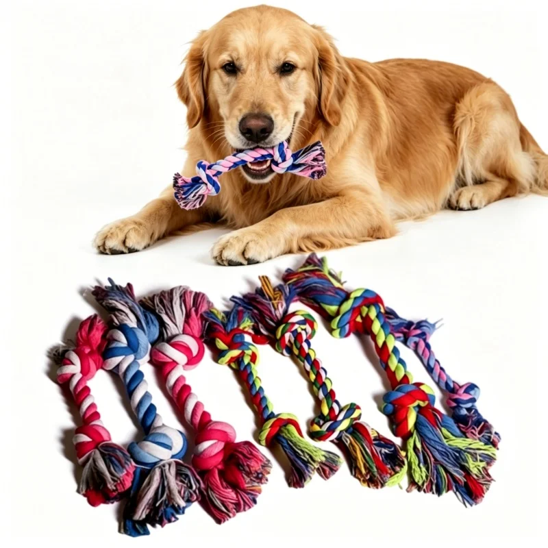 Small Dog Puppy Chew Toy - Bite-resistant Cotton Rope Knot Pet Molar for Relieving Stuffy Cleaning Teeth - Durable Dog Toy