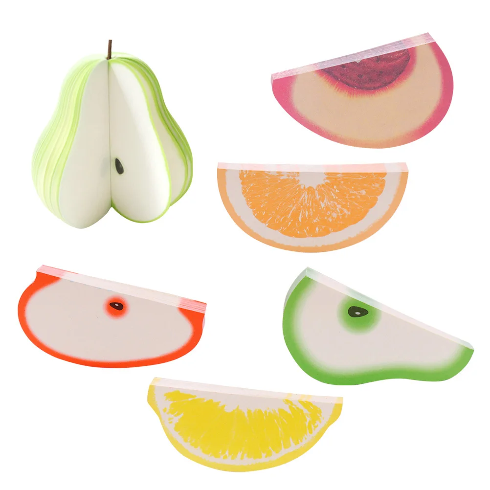 

6Pcs Fruit Self Adhesive Sticky Memo Notes Removable Reusable Paper Pads Reminder Stickers for Home Office Study Revision