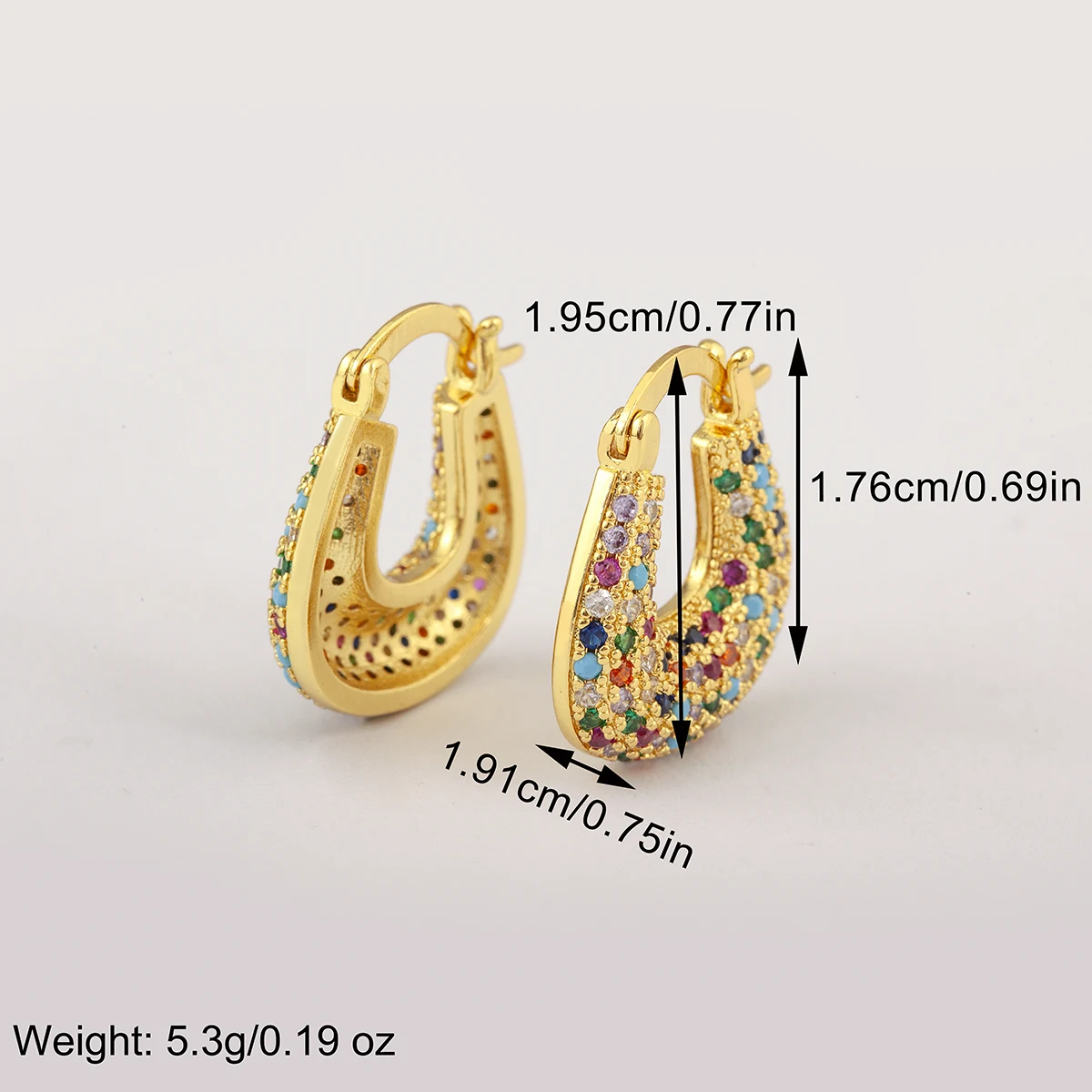 Nidin High Quality U Shape Copper Inlaid White/Colorful Zircon Hoop Earrings For Women Female Wedding Party Ear Jewelry Gifts