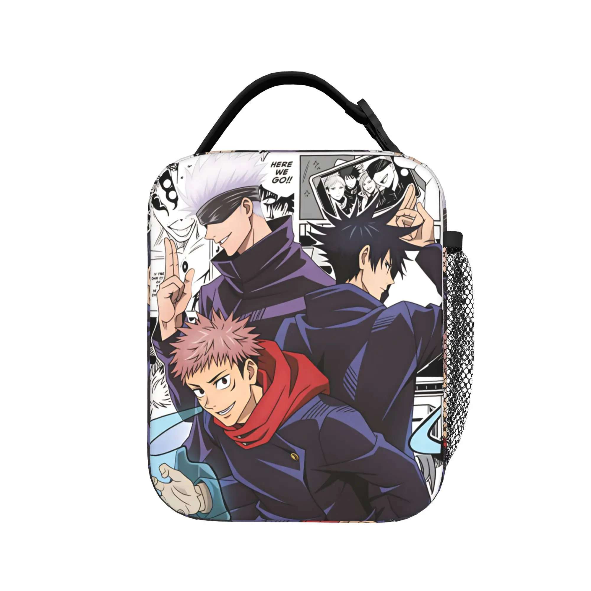 Satoru Gojo Comic Animation Lunch Bag  Portable Lunch Box Unisex Office Print Cooler Bag Vintage Oxford Thermal Lunch Bags
